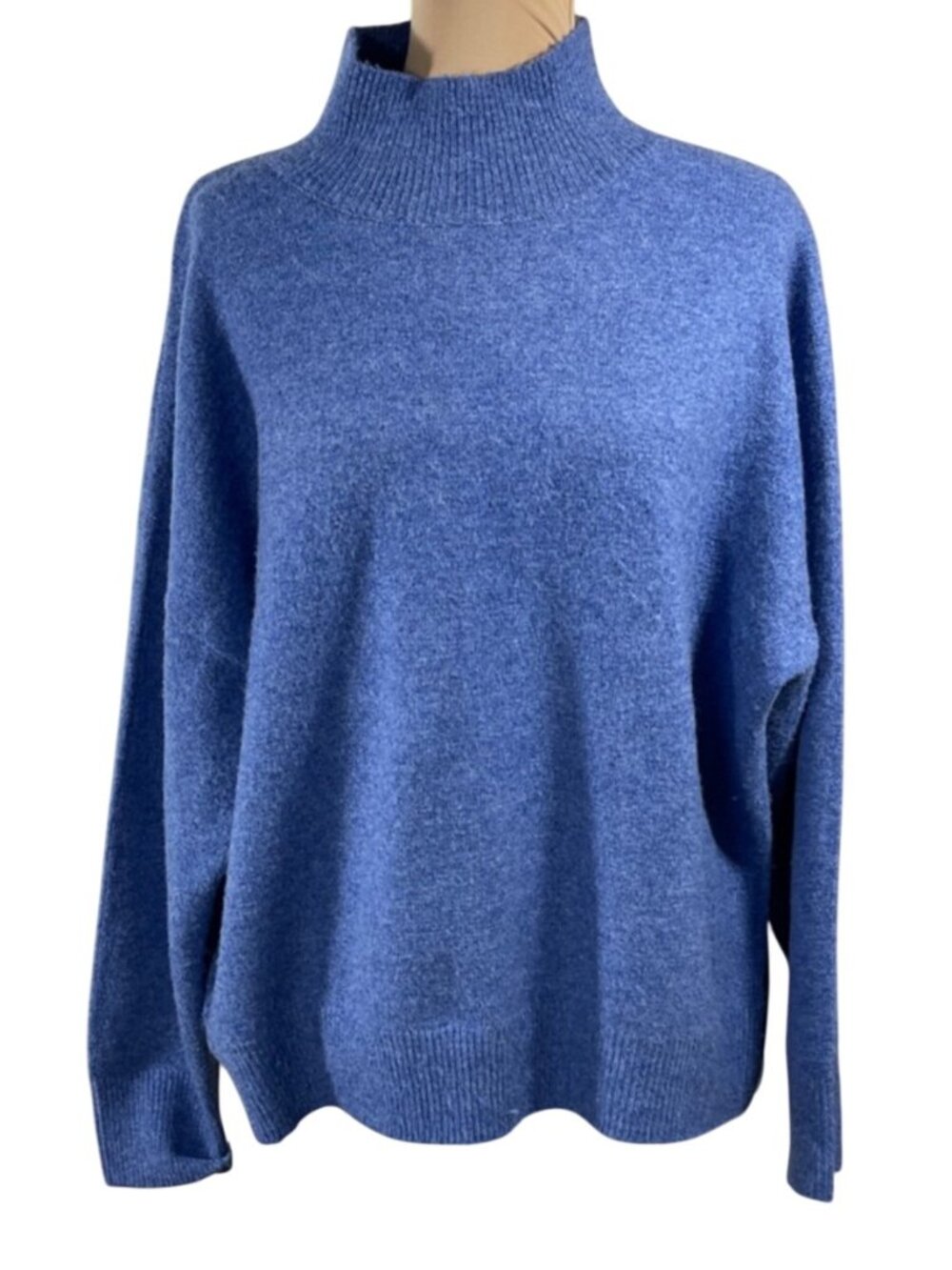 Industry Sweater Mock Neck Cornflower Blue Size XL Extra Large Wool Blend Stretc